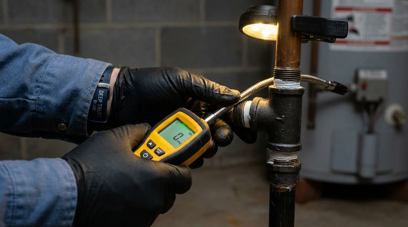 Gas leak detection with electronic sniffer by Johns Plumbing LLC in Toccoa