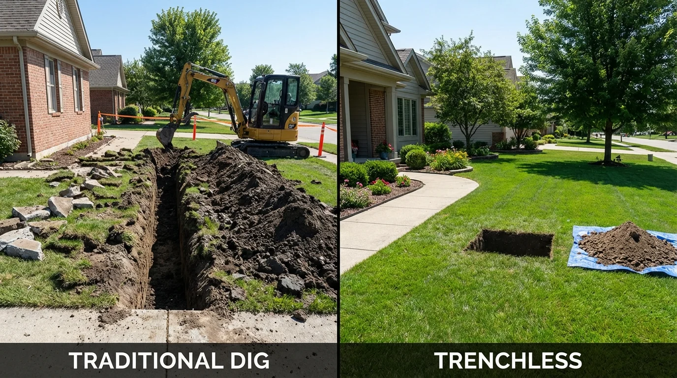 Trenchless sewer repair with minimal yard damage versus traditional excavation in Toccoa, GA